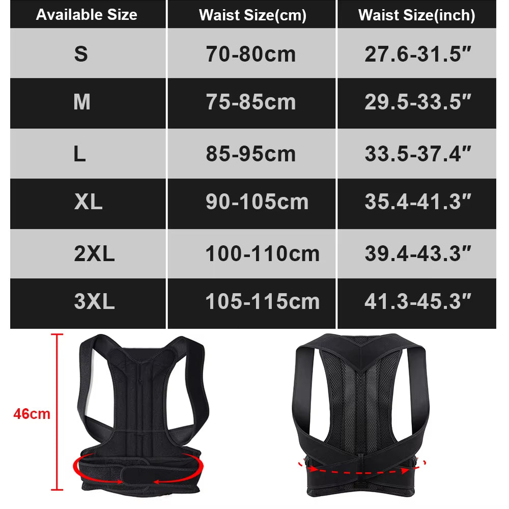 Back Brace Posture Corrector for Women and Men, Shoulder Straightener, Adjustable Full Back Support for Upper and Lower Back
